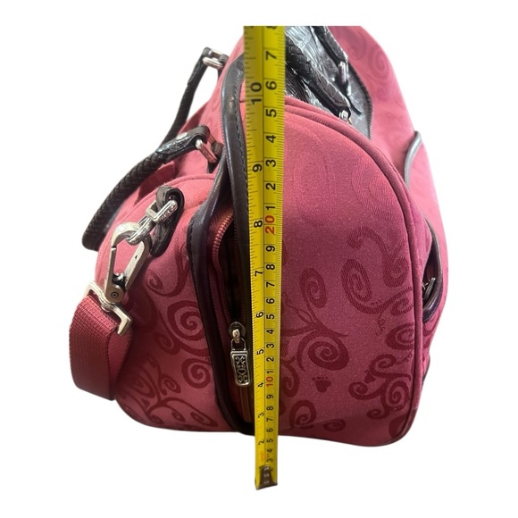 Brighton Pink & Brown Cherry Rose Large Beauty Case Satchel U210650 EUC - Picture 10 of 12